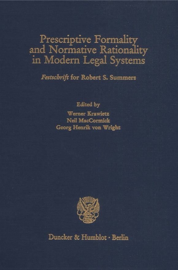 Cover Prescriptive Formality and Normative Rationality in Modern Legal Systems