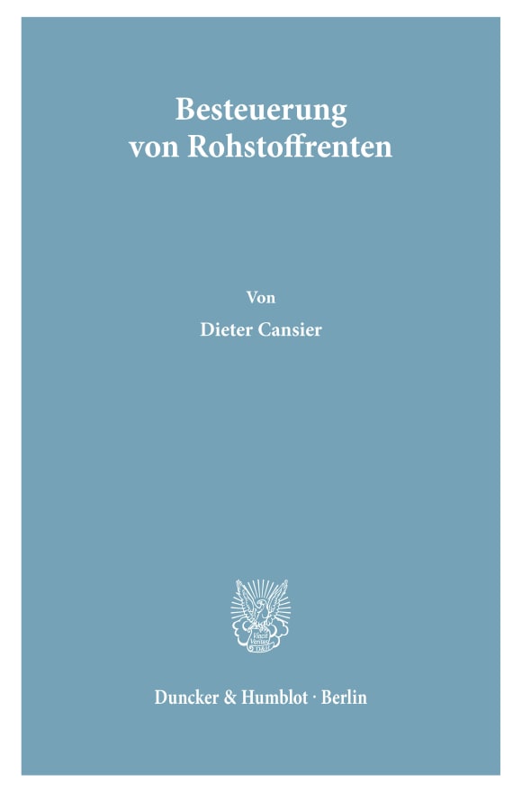 Cover Besteuerung von Rohstoffrenten