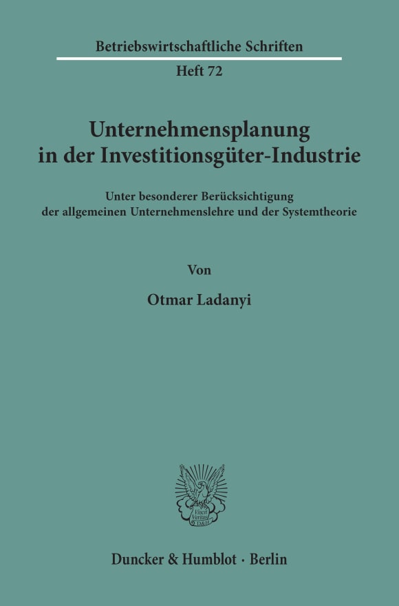 Cover Unternehmensplanung in der Investitionsgüter-Industrie