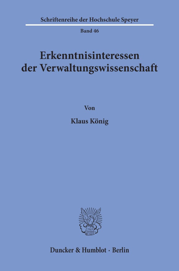 Cover Erkenntnisinteressen der Verwaltungswissenschaft