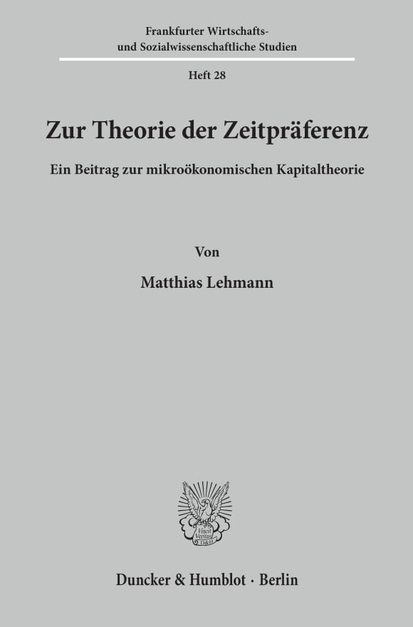 Cover Zur Theorie der Zeitpräferenz