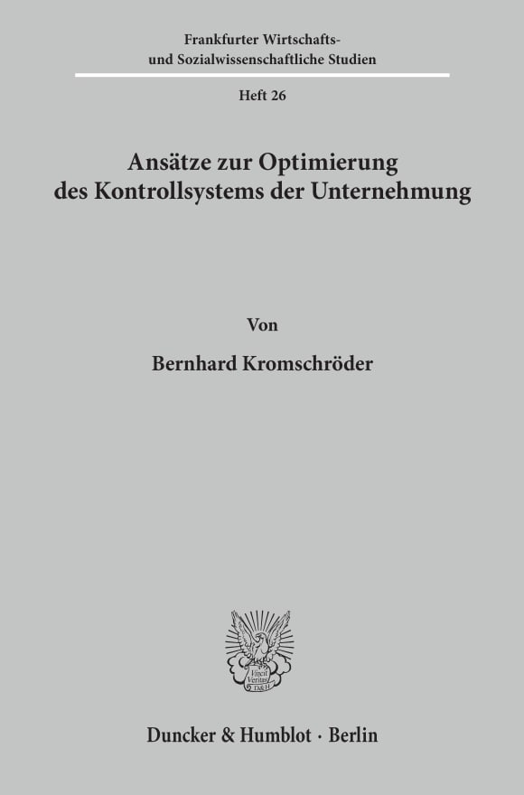 Cover Ansätze zur Optimierung des Kontrollsystems der Unternehmung