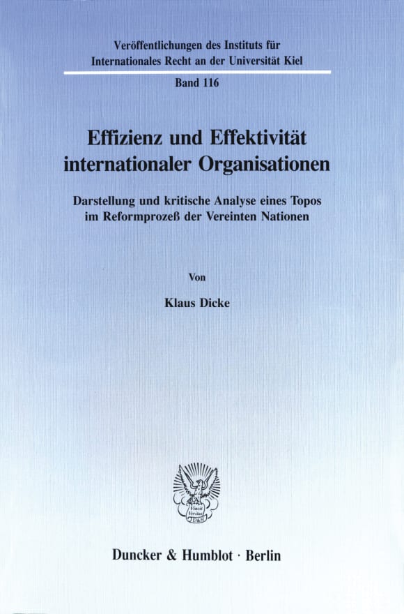 Cover Effizienz und Effektivität internationaler Organisationen