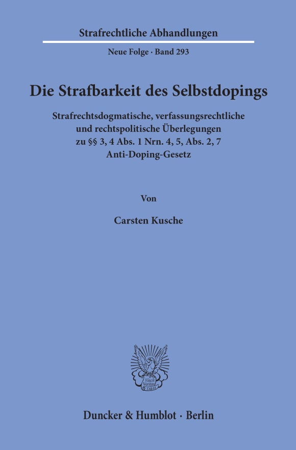 Cover Die Strafbarkeit des Selbstdopings