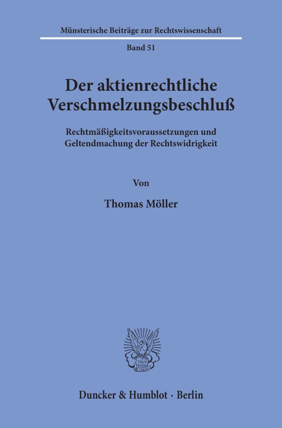 Cover Der aktienrechtliche Verschmelzungsbeschluß