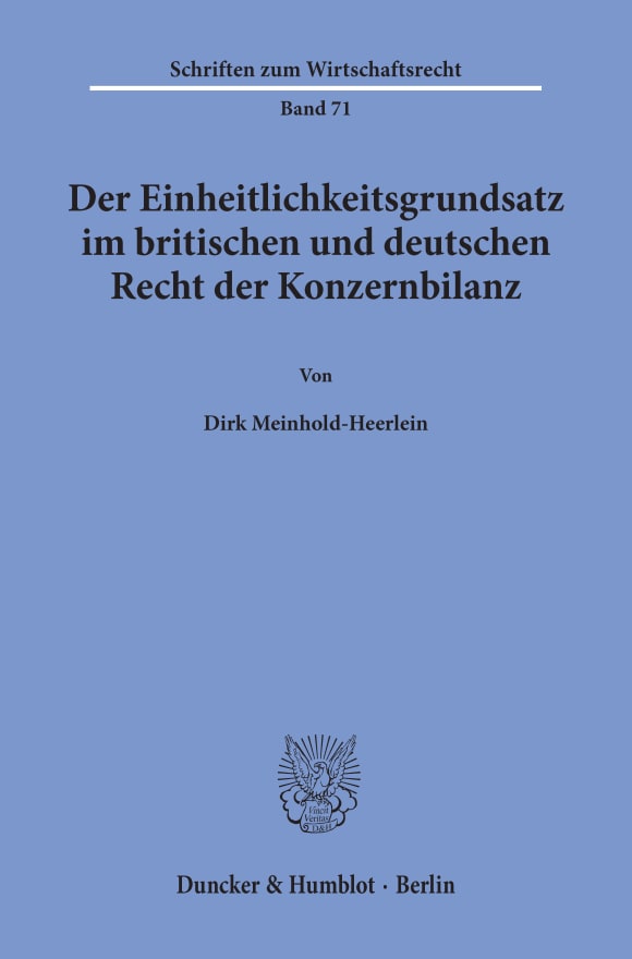 Cover Der Einheitlichkeitsgrundsatz im britischen und deutschen Recht der Konzernbilanz