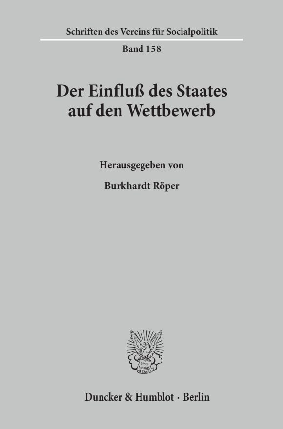 Cover Der Einfluß des Staates auf den Wettbewerb