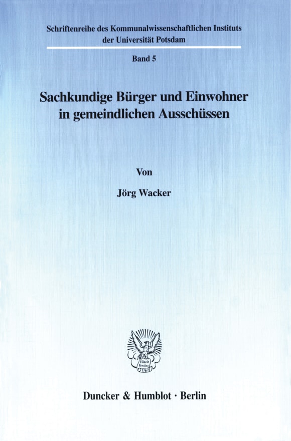 Cover Sachkundige Bürger und Einwohner in gemeindlichen Ausschüssen