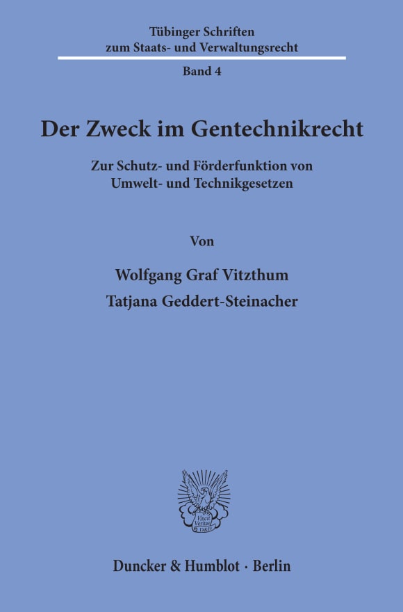 Cover Der Zweck im Gentechnikrecht