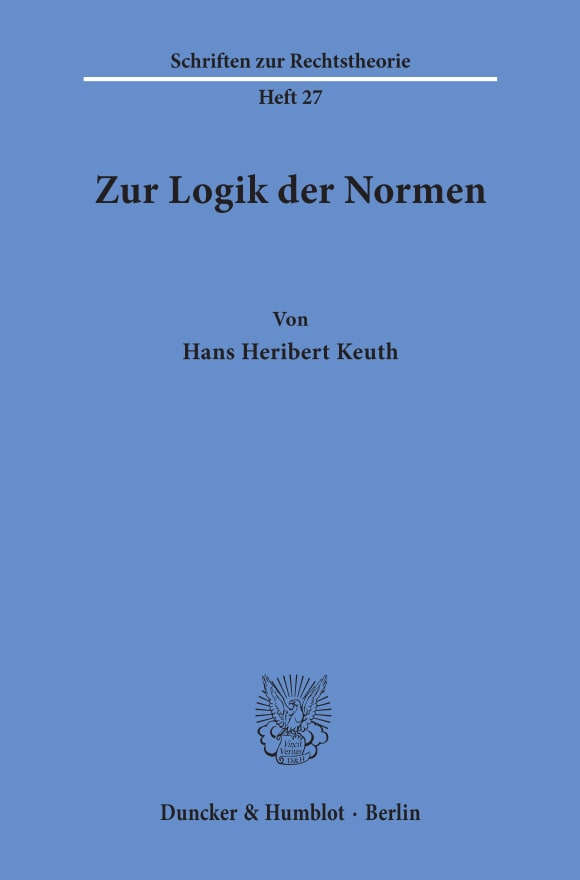 Cover Zur Logik der Normen