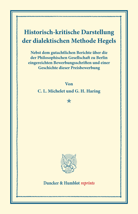 Cover Historisch-kritische Darstellung der dialektischen Methode Hegels