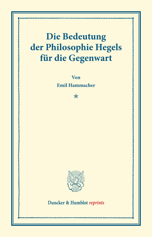 Cover Die Bedeutung der Philosophie Hegels