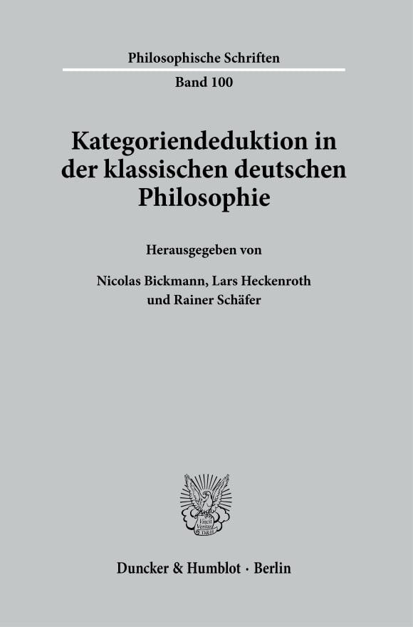 Cover Kategoriendeduktion in der klassischen deutschen Philosophie