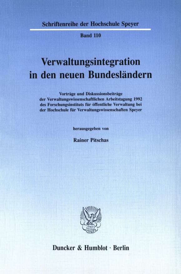 Cover Verwaltungsintegration in den neuen Bundesländern