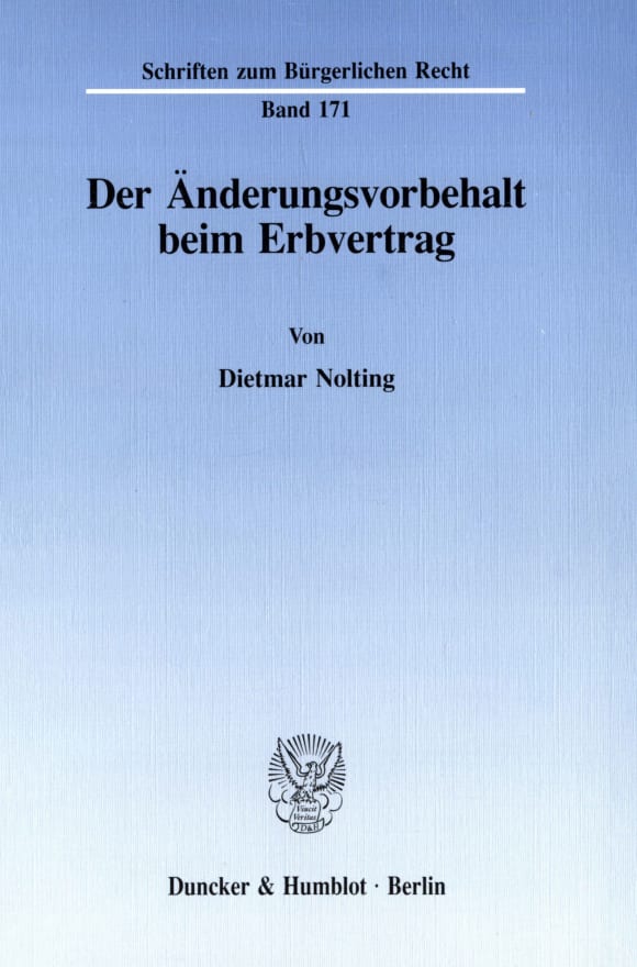 Cover Der Änderungsvorbehalt beim Erbvertrag