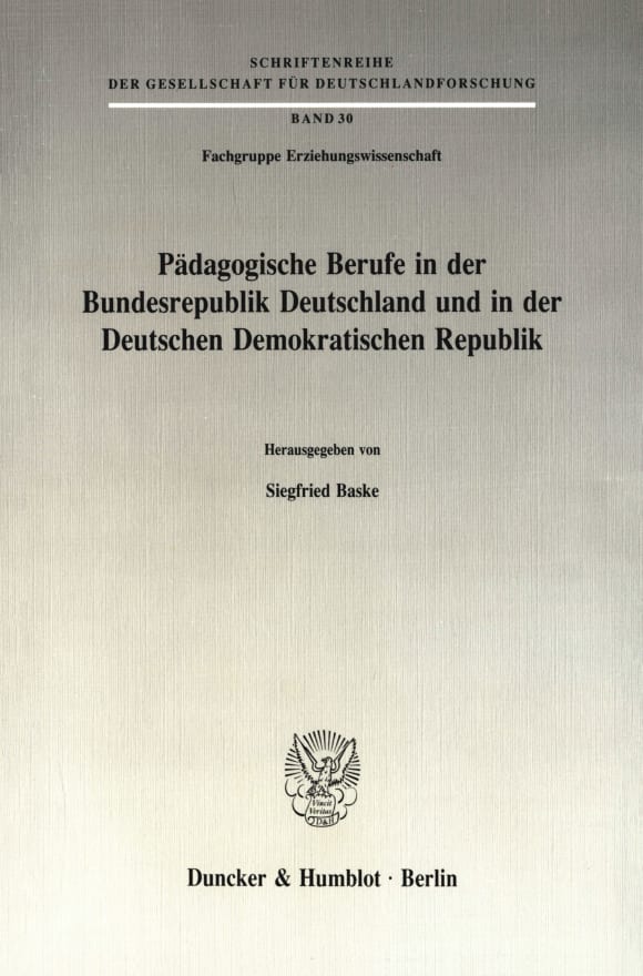 Cover Pädagogische Berufe in der Bundesrepublik Deutschland und in der Deutschen Demokratischen Republik