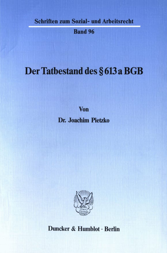 Cover Der Tatbestand des § 613 a BGB