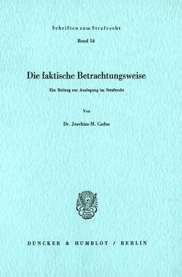 Cover Die faktische Betrachtungsweise