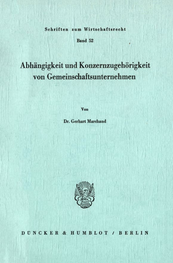 Cover Abhängigkeit und Konzernzugehörigkeit von Gemeinschaftsunternehmen