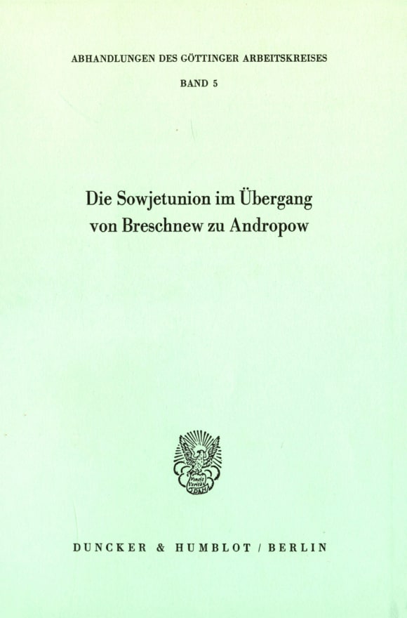 Cover Die Sowjetunion im Übergang von Breschnew zu Andropow