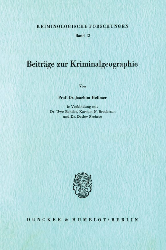 Cover Beiträge zur Kriminalgeographie