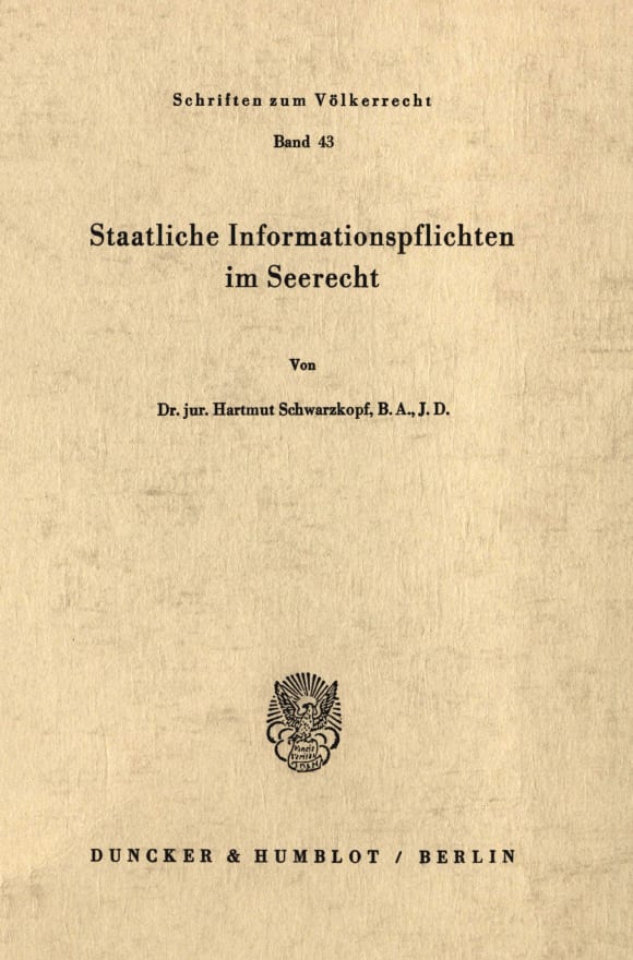 Cover Staatliche Informationspflichten im Seerecht