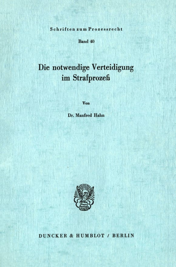 Cover Die notwendigeVerteidigung im Strafprozeß