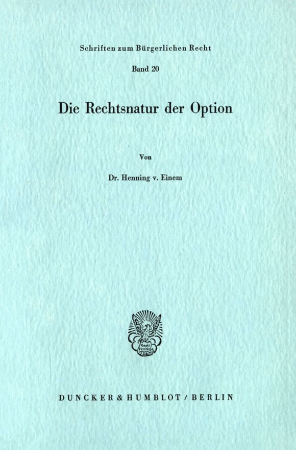 Cover Die Rechtsnatur der Option