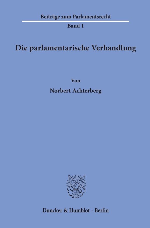 Cover Die parlamentarische Verhandlung