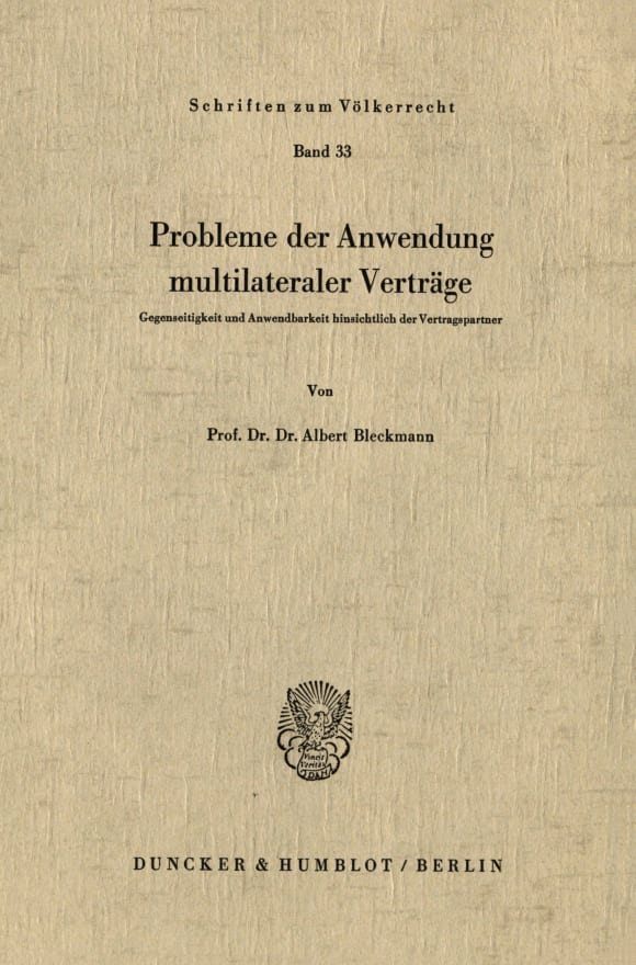 Cover Probleme der Anwendung multilateraler Verträge