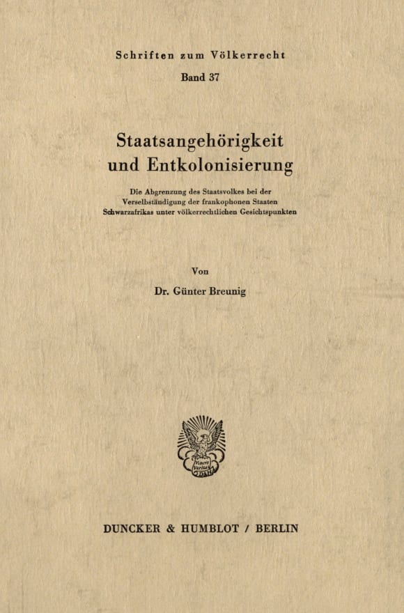 Cover Staatsangehörigkeit und Entkolonisierung