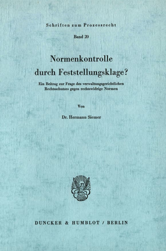 Cover Normenkontrolle durch Feststellungsklage?