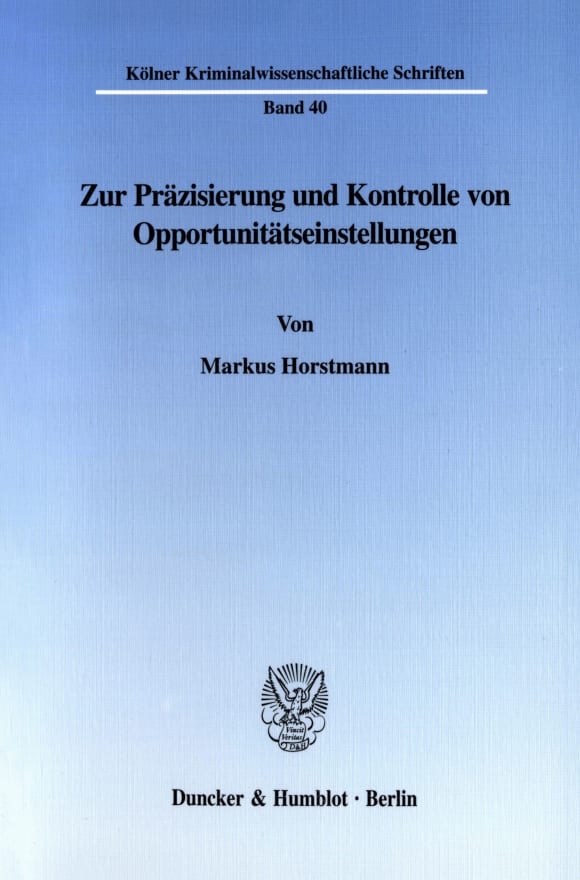 Cover Zur Präzisierung und Kontrolle von Opportunitätseinstellungen