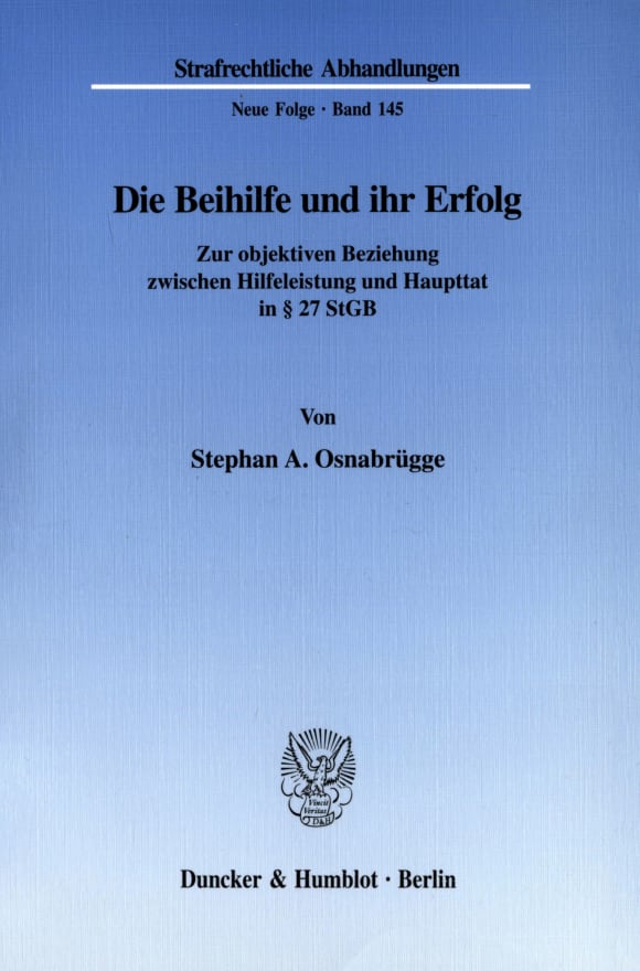 Cover Die Beihilfe und ihr Erfolg