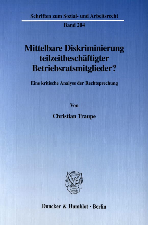 Cover Mittelbare Diskriminierung teilzeitbeschäftigter Betriebsratsmitglieder?