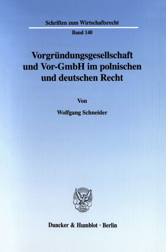 Cover Vorgründungsgesellschaft und Vor-GmbH im polnischen und deutschen Recht