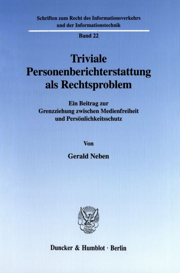 Cover Schriften zum Recht des Informationsverkehrs und der Informationstechnik (RIVT)