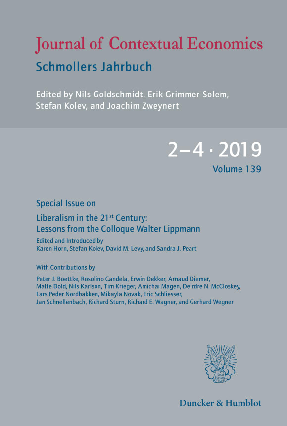 Cover Liberalism in the 21st Century: Lessons from the Colloque Walter Lippmann (JCE 2–4/2019)