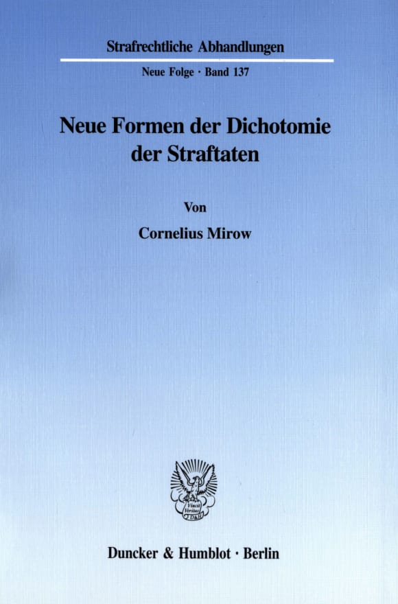 Cover Neue Formen der Dichotomie der Straftaten