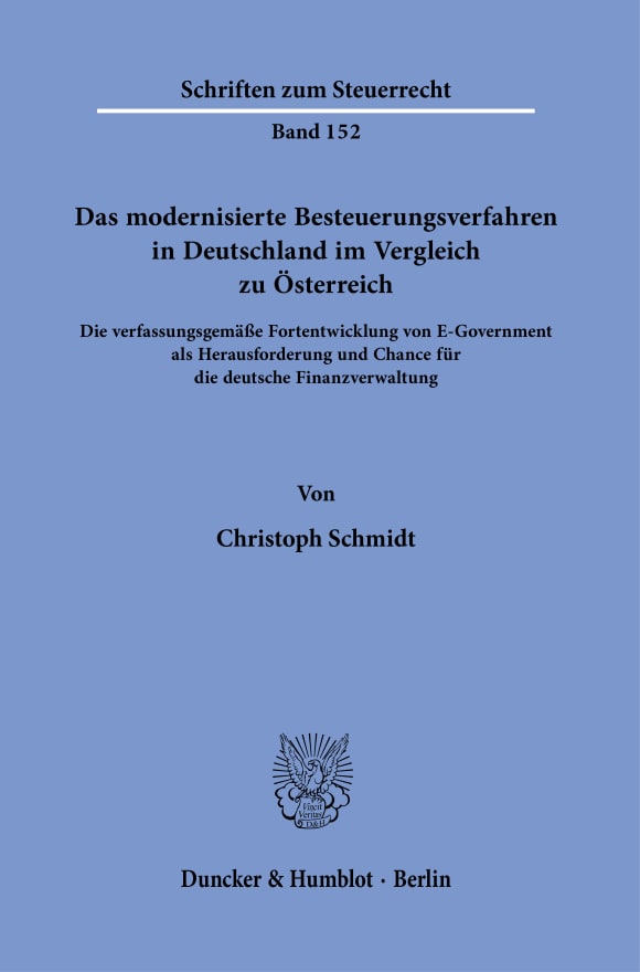 Cover Das modernisierte Besteuerungsverfahren in Deutschland im Vergleich zu Österreich