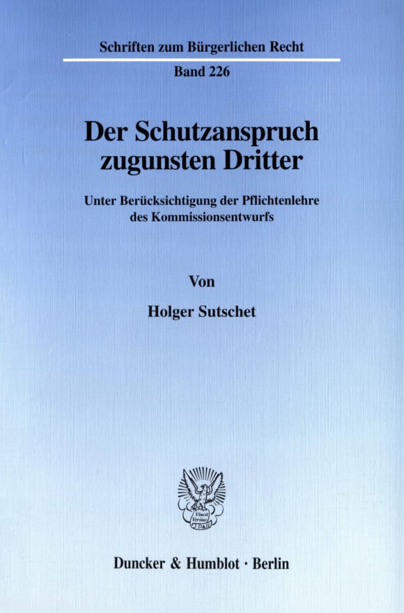 Cover Der Schutzanspruch zugunsten Dritter