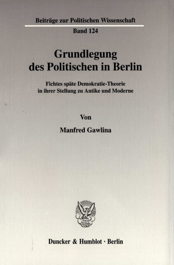 Cover Grundlegung des Politischen in Berlin