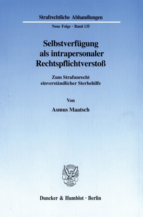 Cover Selbstverfügung als intrapersonaler Rechtspflichtverstoß