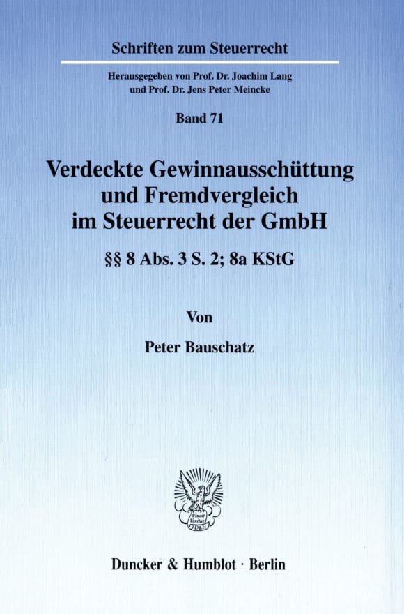 Cover Verdeckte Gewinnausschüttung und Fremdvergleich im Steuerrecht der GmbH