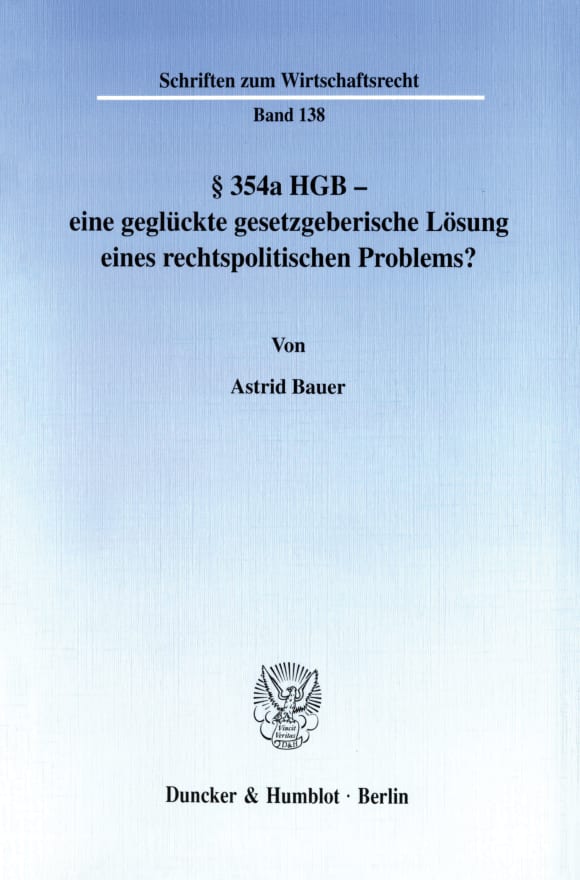 Cover § 354a HGB - eine geglückte gesetzgeberische Lösung eines rechtspolitischen Problems?