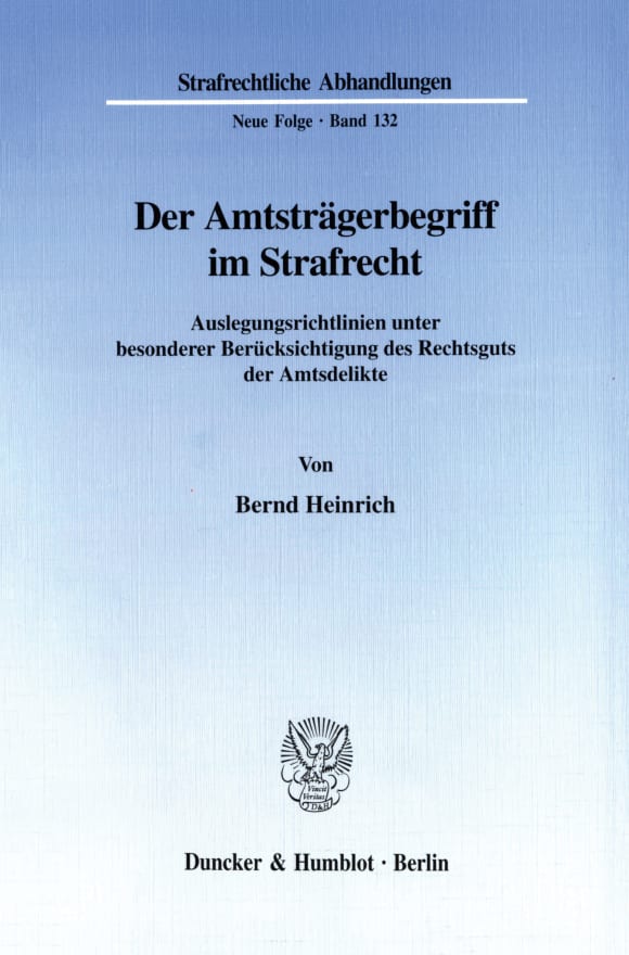 Cover Der Amtsträgerbegriff im Strafrecht