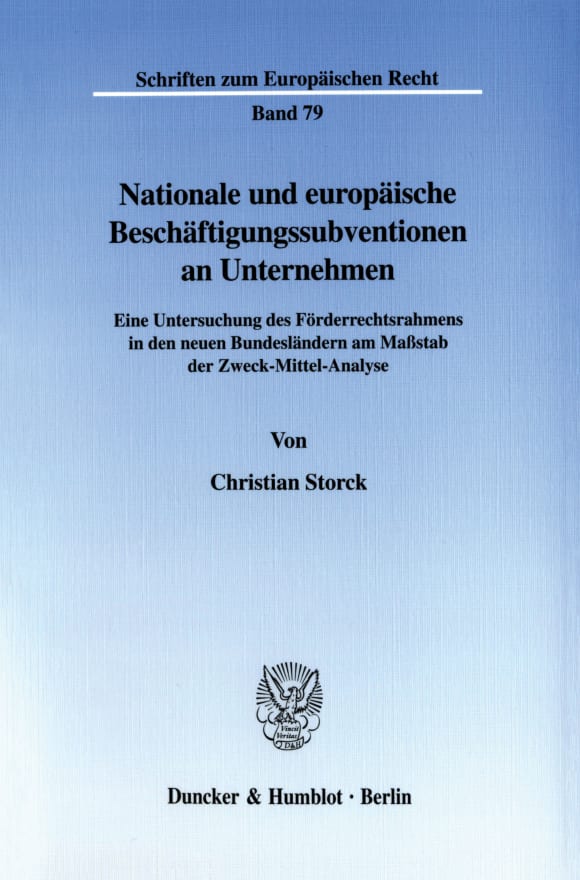 Cover Nationale und europäische Beschäftigungssubventionen an Unternehmen