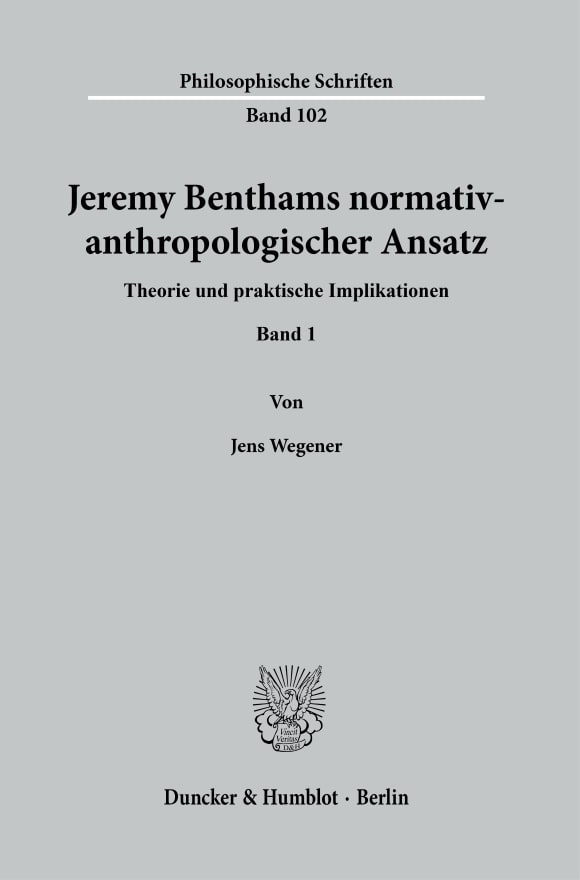 Cover Jeremy Benthams normativ-anthropologischer Ansatz