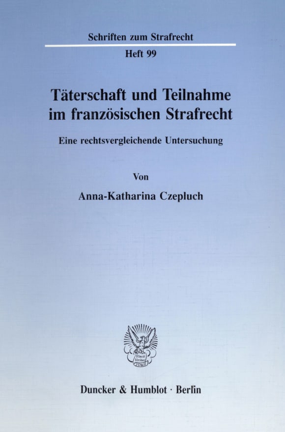 Cover Täterschaft und Teilnahme im französischen Strafrecht