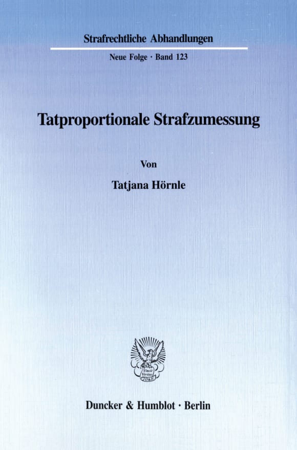 Cover Tatproportionale Strafzumessung